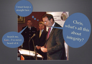 PADDY RECITES HIS OATH UNDER THE VIGILANT EYE OF  CHRISSIE BOY EYRE, CHIEF CONSTABLE OF NOTTS KEYSTONE COPS. 